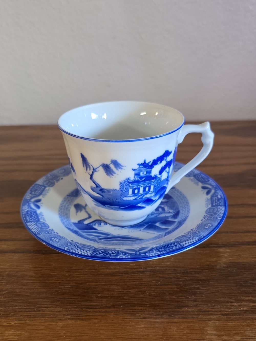Teleflora Blue Willow Porcelain Teacup with Saucer Tote 14